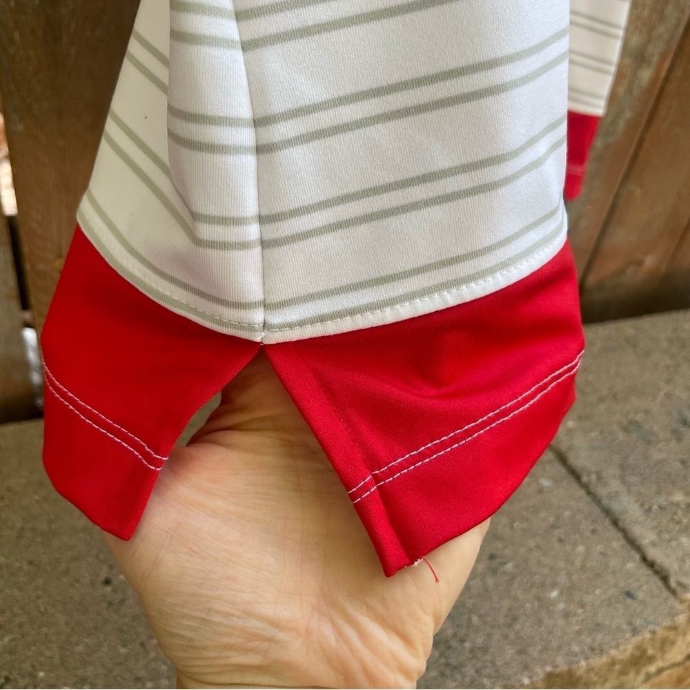 CHICOS ZENERGY GOLF Women’s Red White Striped Short Sleeve Polo Shirt Size 1X - Picture 7 of 11
